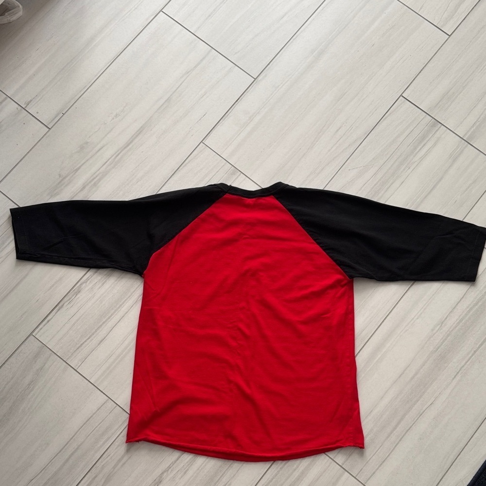 Red Black Kids Raglan Shirt with Logo Something Somewhere Went Horribly Wrong - Picture 7 of 7